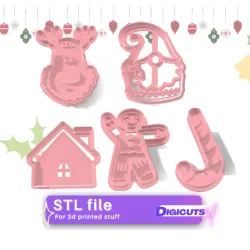 Set of 5 cookie cutters STL files of Christmas (num5)