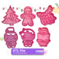 Set of 6 cookie cutters STL files of Christmas (num3)