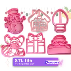 Set of 6 cookie cutters STL files of Christmas (num4)