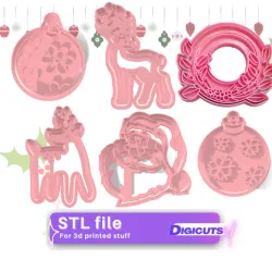 Set of 6 cookie cutters STL files of Christmas (num6)