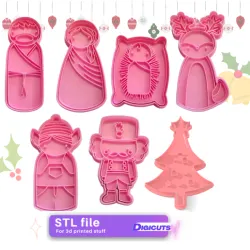 Set of 7 cookie cutters STL files of Christmas (num1)