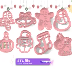 Set of 8 cookie cutters STL files of Christmas (num2)