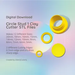 Stud Micro Circle Clay Cutter - STL Digital File Download- 12 sizes and 2 Cutter Versions