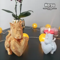 Valentine’s day Unicorn Heart low poly