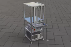 ALUMINIUM TABLE WITH RACK AND PINION DOORS