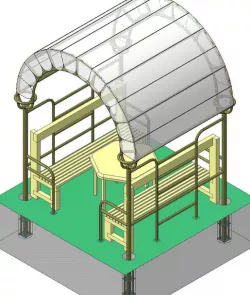 Children's arbor with wooden furniture