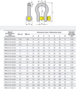 CREW PIN CHAIN SHACKLES - 3.25T