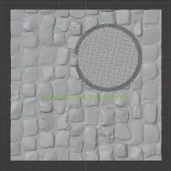 Base rectangular cobblestone with manhole V2