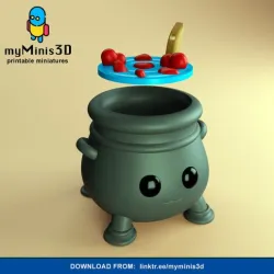 Cute Kawaii Cauldron of Love with Hearts, Valentine's Day Gift Box, Candy Container | 3D print models.