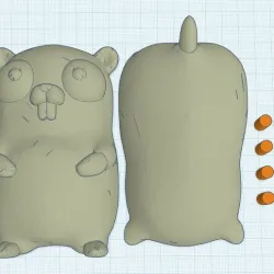Go gopher golang mascot - split in half for ez FDM printing