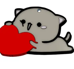 Key ring heart kitten