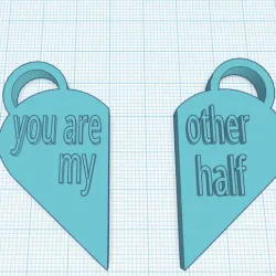 llavero medio corazon (tu heres mi otra mitad) - half heart keyring (you are my other half)
