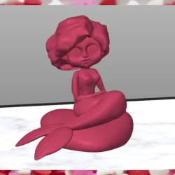 Mermaid Sitting on Heart Model