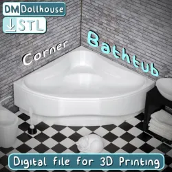 Modern corner Bathtub, Hot Tub 1:12 scale - dollhouse bathroom furniture & accessories. Corner Bathtub, Hottub for BJD dolls.