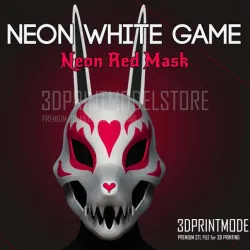 Neon White Game Cosplay Mask - Neon Red Mask - Halloween Costume Mask