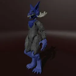 Print on place furry toy: Nordic demon wolf