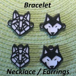 4 Wolf Necklaces, Bracelets, Earrings, Jewelry