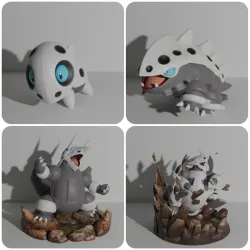 Aron. Lairon, Aggron and Mega Aggron 3D model
