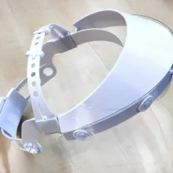 comfortable face shield with size adjustment knob and overhead strip