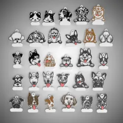 COMPLETE PACK 29 DOG TAGS ACCORDING TO BREED