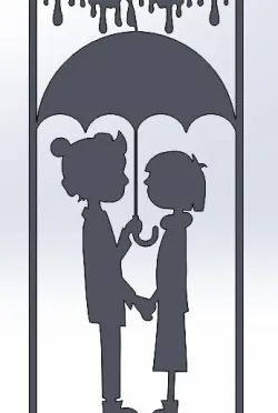 couple with umbrella wall decor