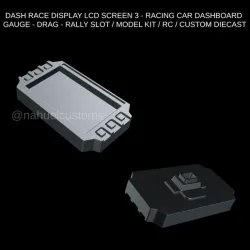 DASH RACE DISPLAY LCD SCREEN 3 - RACING CAR DASHBOARD GAUGE - DRAG - RALLY SLOT / MODEL KIT / RC / CUSTOM DIECAST