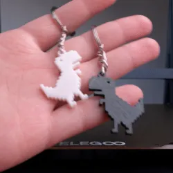 Dino Gamer Love Couple Key Ring