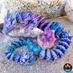 Gemstone Dragon, Softer Crystal Dragon, Cinderwing3D, Articulating Flexible Dragon, Print-in-place, NO supports!