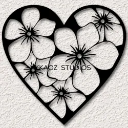 HEART FULL OF FLOWERS LOVE WALL ART FLORAL HEART