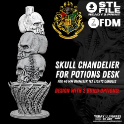 Hogwarts Skull ornamentation for potion desk with candle option
