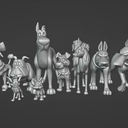 Lot of dogs and cat STL