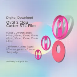 Oval 2 Clay Cutter - Donut Geometric STL Digital File Download- 9 sizes and 2 Cutter Versions, cookie cutter