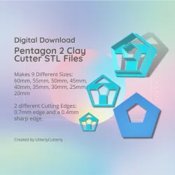 Pentagon 2 Clay Cutter - Donut Geometric STL Digital File Download- 9 sizes and 2 Cutter Versions, cookie cutter