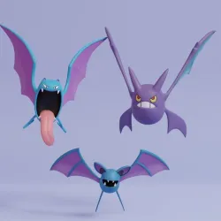 Pokemon - Zubat, Golbat and Crobat  with 2 poses