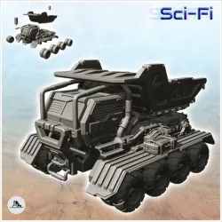 Post-apo SF eight-wheeled heavy tipper truck wheels (17) - Future Sci-Fi SF Post apocalyptic Tabletop Scifi