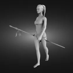 Primitive girl with a spear