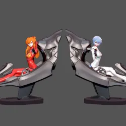REI ASUKA COCKPIT PACK EVANGELION GIRL STATUE CUTE PRETTY ANIME CHARACTER 3D PRINT