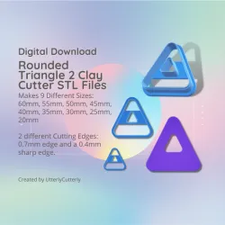 Rounded Triangle 2 Clay Cutter - Donut Geometric STL Digital File Download- 9 sizes and 2 Cutter Versions, cookie cutter