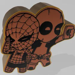 Spiderman and Deadpool cartoon Light box (fan art) Large