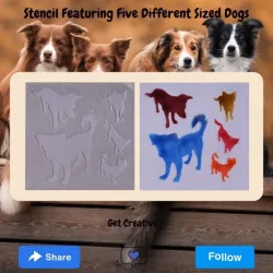 Stencil Featuring Five Different Sized Dogs