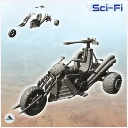 Three-wheeled motorbike post-apo with automatic weapon (10) - Future Sci-Fi SF Post apocalyptic Tabletop Scifi