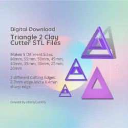 Triangle 2 Clay Cutter - Donut Geometric STL Digital File Download- 9 sizes and 2 Cutter Versions, cookie cutter