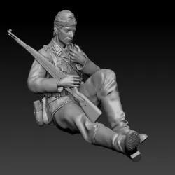 ww2 German Infantry with pipe rest 1_35