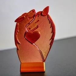 3D Printed Figurine of Two Horses Hugging with Heart Symbol