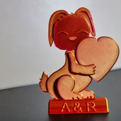 Adorable 3D Printed Rabbit Holding Heart 2