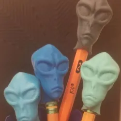 Alien head pencil topper