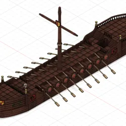 Big Tabletop Ship, Pathfinder, D&D, Galley, Boat, Large Galley, Roleplaying Ship