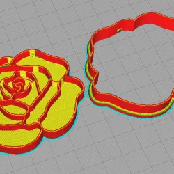 Cortador y Sello de Rosa/ Rose cookie cutter and stamp