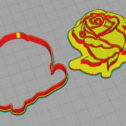 Cortador y Sello de Rosa/ Rose cookie cutter and stamp