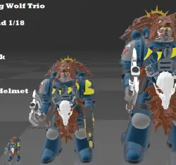 Custom 28mm, 1/18 and 1/12  Viking Wolf Trio